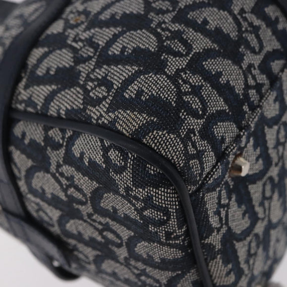 Christian Dior Trotter Canvas Hand Bag Navy Silver Auth ki6384