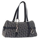 Christian Dior Trotter Canvas Hand Bag Navy Silver Auth ki6384-1