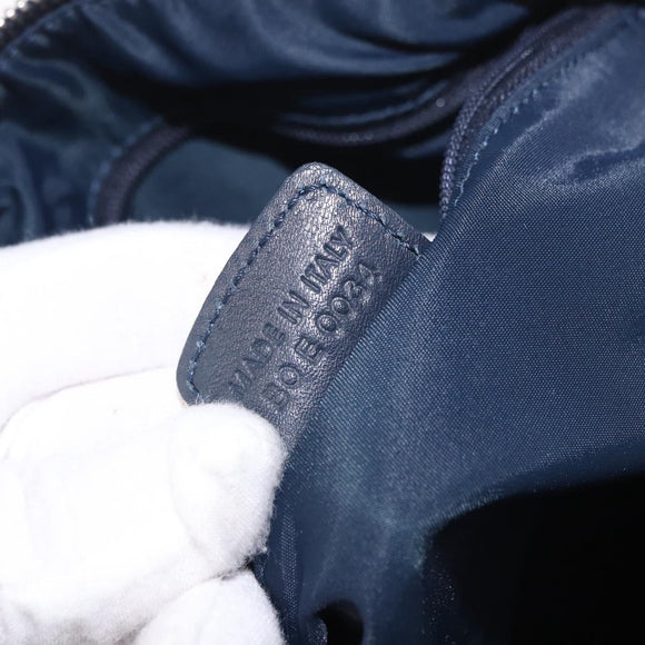 Christian Dior Trotter Canvas Hand Bag Navy Silver Auth ki6384
