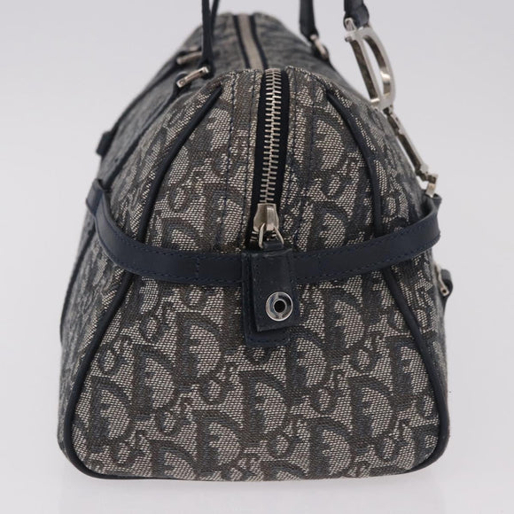 Christian Dior Trotter Canvas Hand Bag Navy Silver Auth ki6384