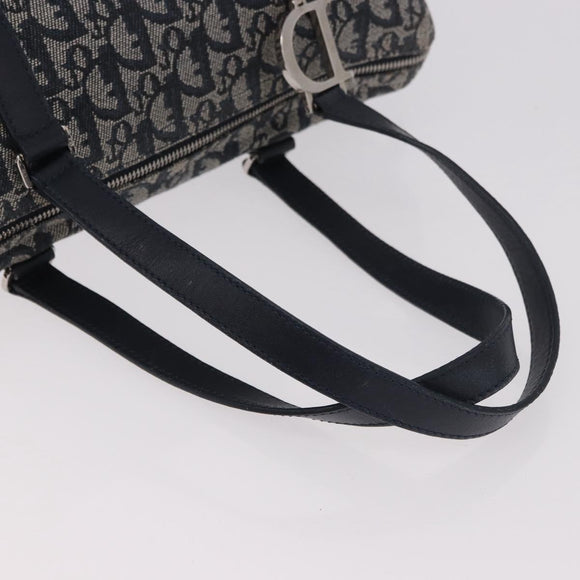 Christian Dior Trotter Canvas Hand Bag Navy Silver Auth ki6384