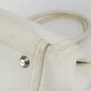 Christian Dior Hand Bag Leather White Silver Auth ki6385-15