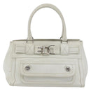 Christian Dior Hand Bag Leather White Silver Auth ki6385-13