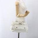 Christian Dior Hand Bag Leather White Silver Auth ki6385-22