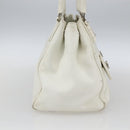 Christian Dior Hand Bag Leather White Silver Auth ki6385-3