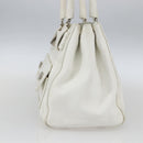 Christian Dior Hand Bag Leather White Silver Auth ki6385-4