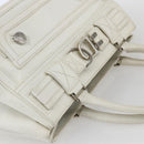 Christian Dior Hand Bag Leather White Silver Auth ki6385-6
