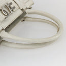Christian Dior Hand Bag Leather White Silver Auth ki6385-7
