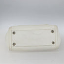 Christian Dior Hand Bag Leather White Silver Auth ki6385-5