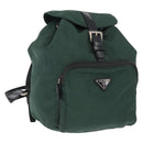 PRADA Backpack Nylon Green Silver Auth ki6395-1