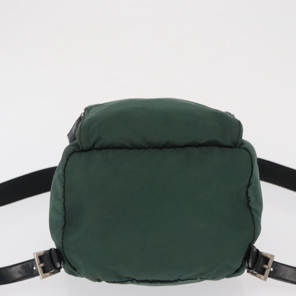 PRADA Backpack Nylon Green Silver Auth ki6395