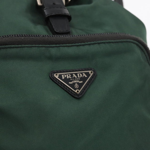 PRADA Backpack Nylon Green Silver Auth ki6395