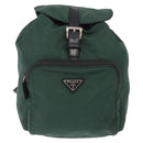 PRADA Backpack Nylon Green Silver Auth ki6395-13