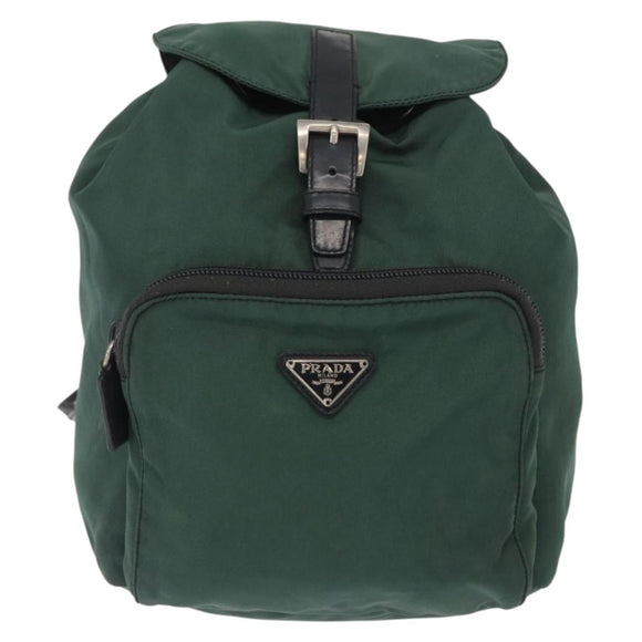 PRADA Backpack Nylon Green Silver Auth ki6395