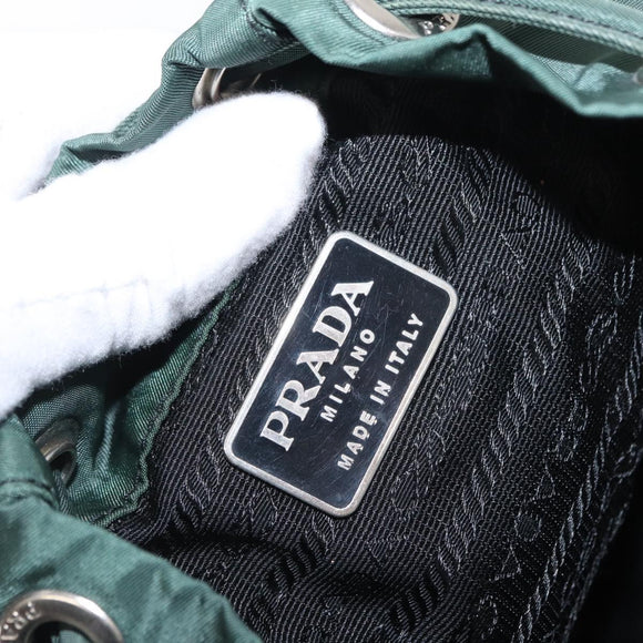 PRADA Backpack Nylon Green Silver Auth ki6395
