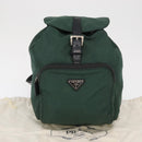 PRADA Backpack Nylon Green Silver Auth ki6395-12