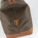 CELINE Macadam Canvas Boston Bag PVC Leather Brown Gold Auth ki6396-10
