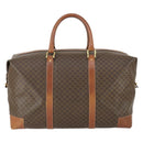 CELINE Macadam Canvas Boston Bag PVC Leather Brown Gold Auth ki6396-13