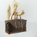 CELINE Macadam Canvas Boston Bag PVC Leather Brown Gold Auth ki6396-24
