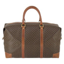 CELINE Macadam Canvas Boston Bag PVC Leather Brown Gold Auth ki6396-2