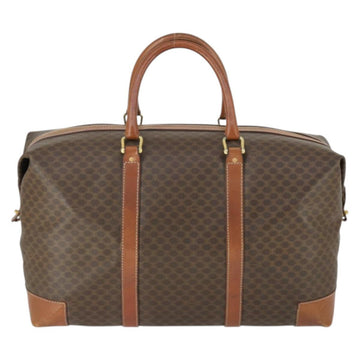 CELINE Macadam Canvas Boston Bag PVC Leather Brown Gold Auth ki6396 - 0