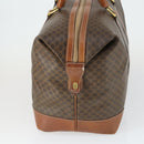 CELINE Macadam Canvas Boston Bag PVC Leather Brown Gold Auth ki6396-3