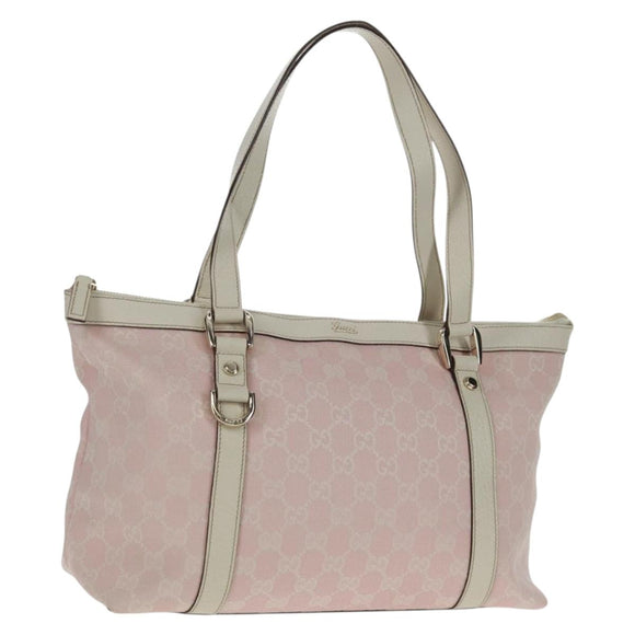 GUCCI GG Canvas Tote Bag Pink Gold 141470 Auth ki6408A