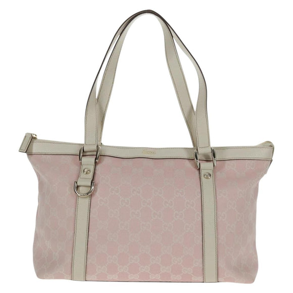 GUCCI GG Canvas Tote Bag Pink Gold 141470 Auth ki6408V
