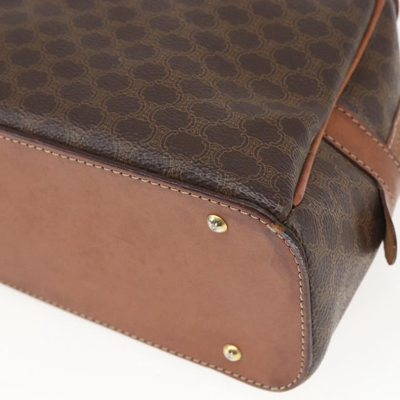 CELINE Macadam Canvas Hand Bag PVC Leather Brown Gold Auth ki6413