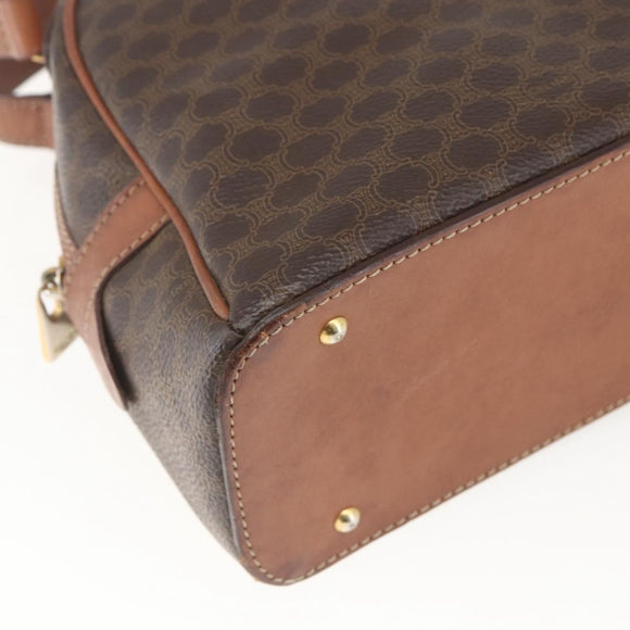 CELINE Macadam Canvas Hand Bag PVC Leather Brown Gold Auth ki6413