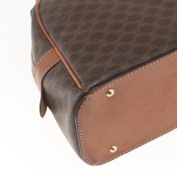 CELINE Macadam Canvas Hand Bag PVC Leather Brown Gold Auth ki6413