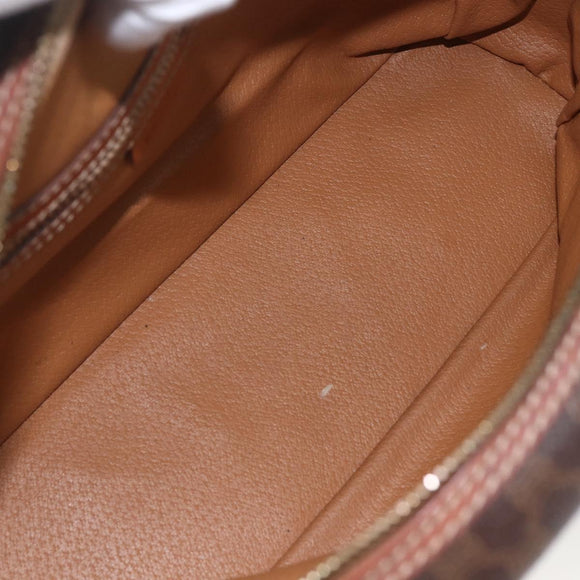 CELINE Macadam Canvas Hand Bag PVC Leather Brown Gold Auth ki6413