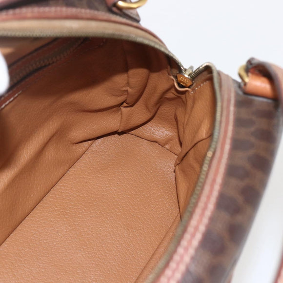 CELINE Macadam Canvas Hand Bag PVC Leather Brown Gold Auth ki6413