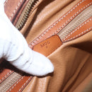 CELINE Macadam Canvas Hand Bag PVC Leather Brown Gold Auth ki6413-12