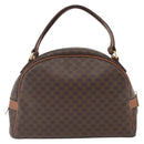 CELINE Macadam Canvas Hand Bag PVC Leather Brown Gold Auth ki6413-2