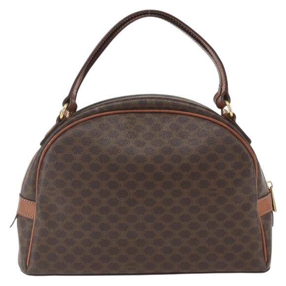 CELINE Macadam Canvas Hand Bag PVC Leather Brown Gold Auth ki6413