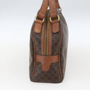 CELINE Macadam Canvas Hand Bag PVC Leather Brown Gold Auth ki6413-4
