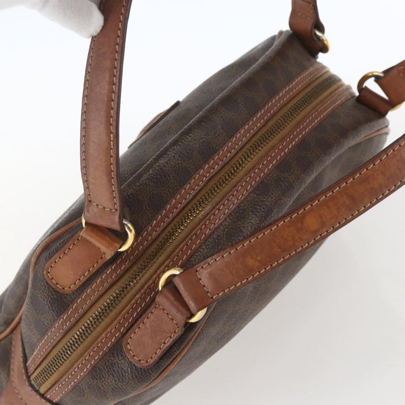 CELINE Macadam Canvas Hand Bag PVC Leather Brown Gold Auth ki6413