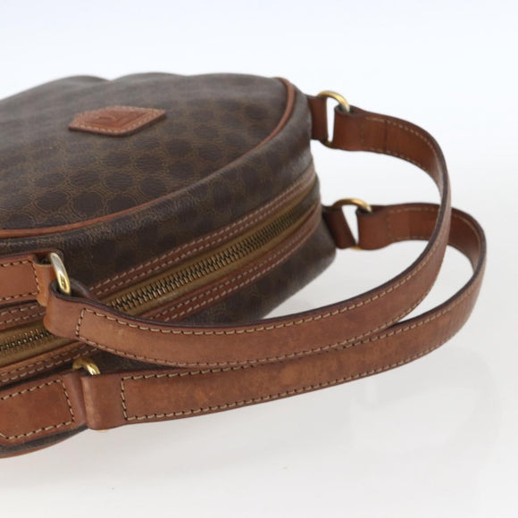 CELINE Macadam Canvas Hand Bag PVC Leather Brown Gold Auth ki6413