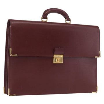 CARTIER Must Line Briefcase Leather Bordeaux Gold Auth ki6416