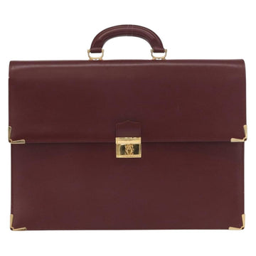CARTIER Must Line Briefcase Leather Bordeaux Gold Auth ki6416 - 0