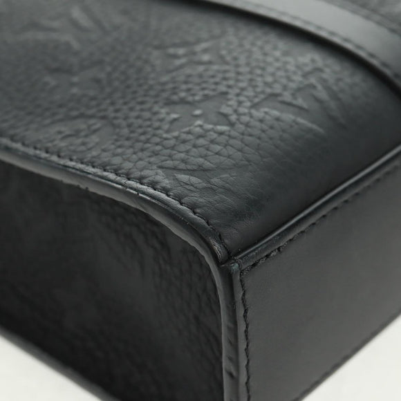 LOUIS VUITTON Taurillon Clemence Sac Plat Cloth Black M21884 Auth ki6418SAM