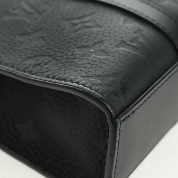 LOUIS VUITTON Taurillon Clemence Sac Plat Cloth Black M21884 Auth ki6418SAM