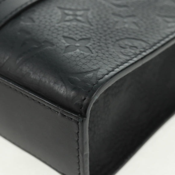 LOUIS VUITTON Taurillon Clemence Sac Plat Cloth Black M21884 Auth ki6418SAM