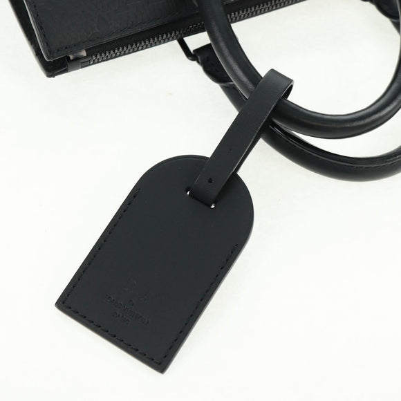 LOUIS VUITTON Taurillon Clemence Sac Plat Cloth Black M21884 Auth ki6418A