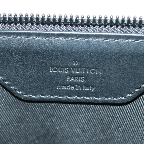 LOUIS VUITTON Taurillon Clemence Sac Plat Cloth Black M21884 Auth ki6418SAM