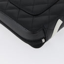 CHANEL Cambon Line Pouch Leather Black Silver CC Auth ki6426M-17