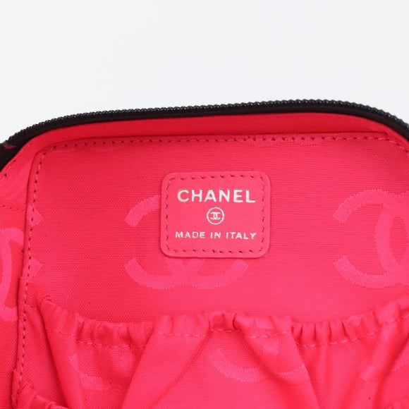CHANEL Cambon Line Pouch Leather Black Silver CC Auth ki6426M