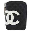 CHANEL Cambon Line Pouch Leather Black Silver CC Auth ki6426M-13