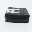 CHANEL Cambon Line Pouch Leather Black Silver CC Auth ki6426M-6